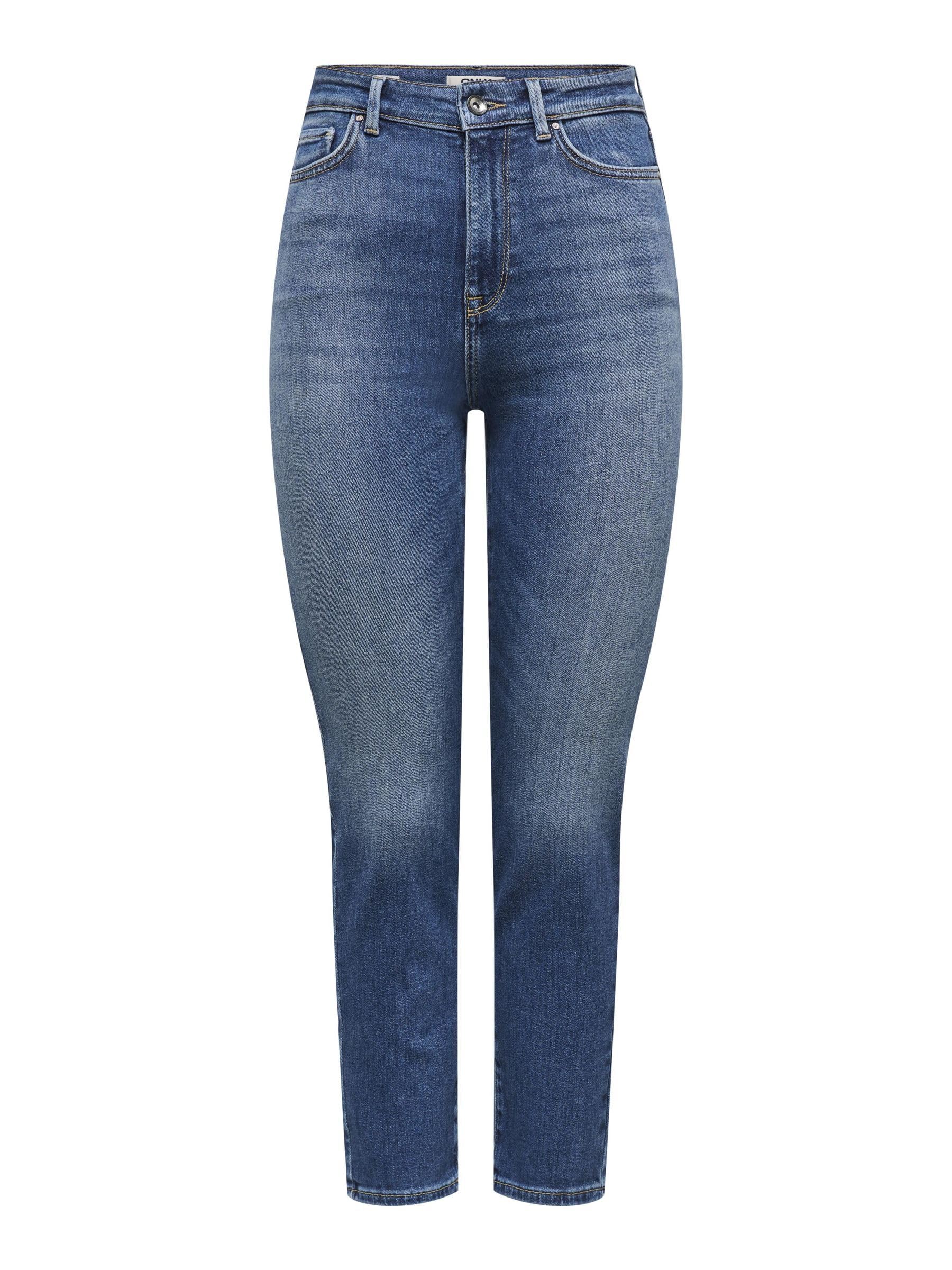ONLY 15327303 Onlemily Icon High Waist Straight Ankle Denim Jeans, Medium Blue, 26W x 32L