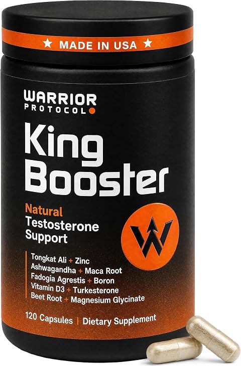WARRIOR PROTOCOL King Booster Natural Testosterone Booster for Men - Testosterone Supplement for Men with Ashwagandha & Tongkat Ali | Muscle Growth, Libido, Stamina & Strength Support