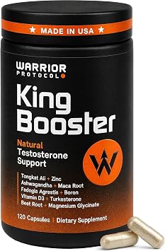 WARRIOR PROTOCOL King Booster Natural Testosterone Booster for Men - Testosterone Supplement for Men with Ashwagandha & Tongkat Ali | Muscle Growth, Libido, Stamina & Strength Support
