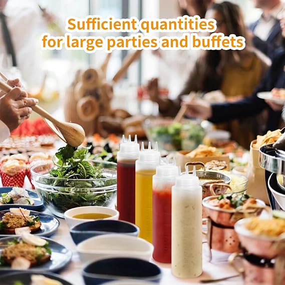 8PCS 3Hole Squeeze Sauce Bottle 680ML Plastic Condiment Dispenser