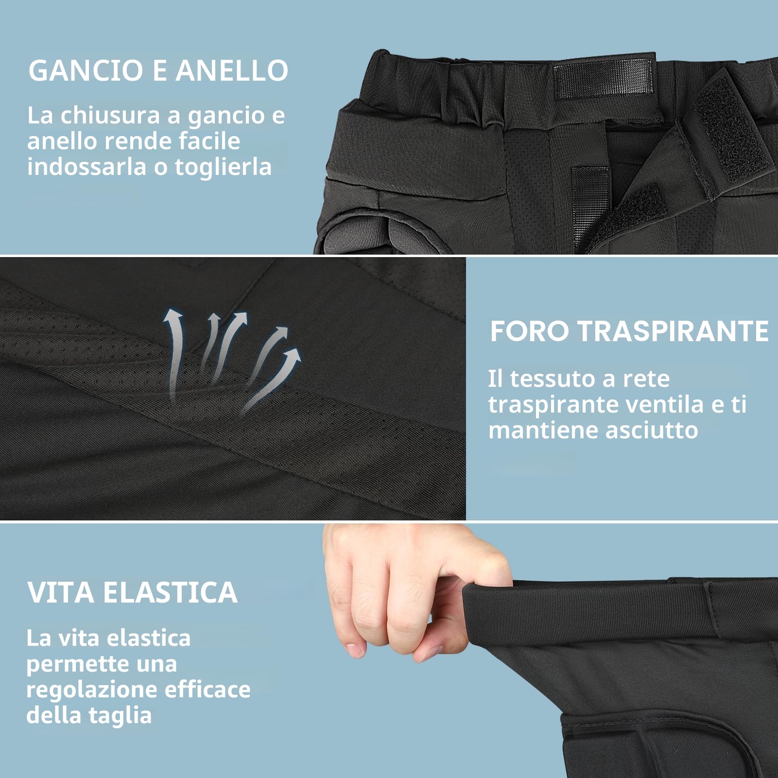 Cienfy Protezione per i fianchi 3D EVA Butt Pads Pantaloncini protettivi imbottiti, protezione antiurto per sci, pattinaggio, snowboard e skateboard