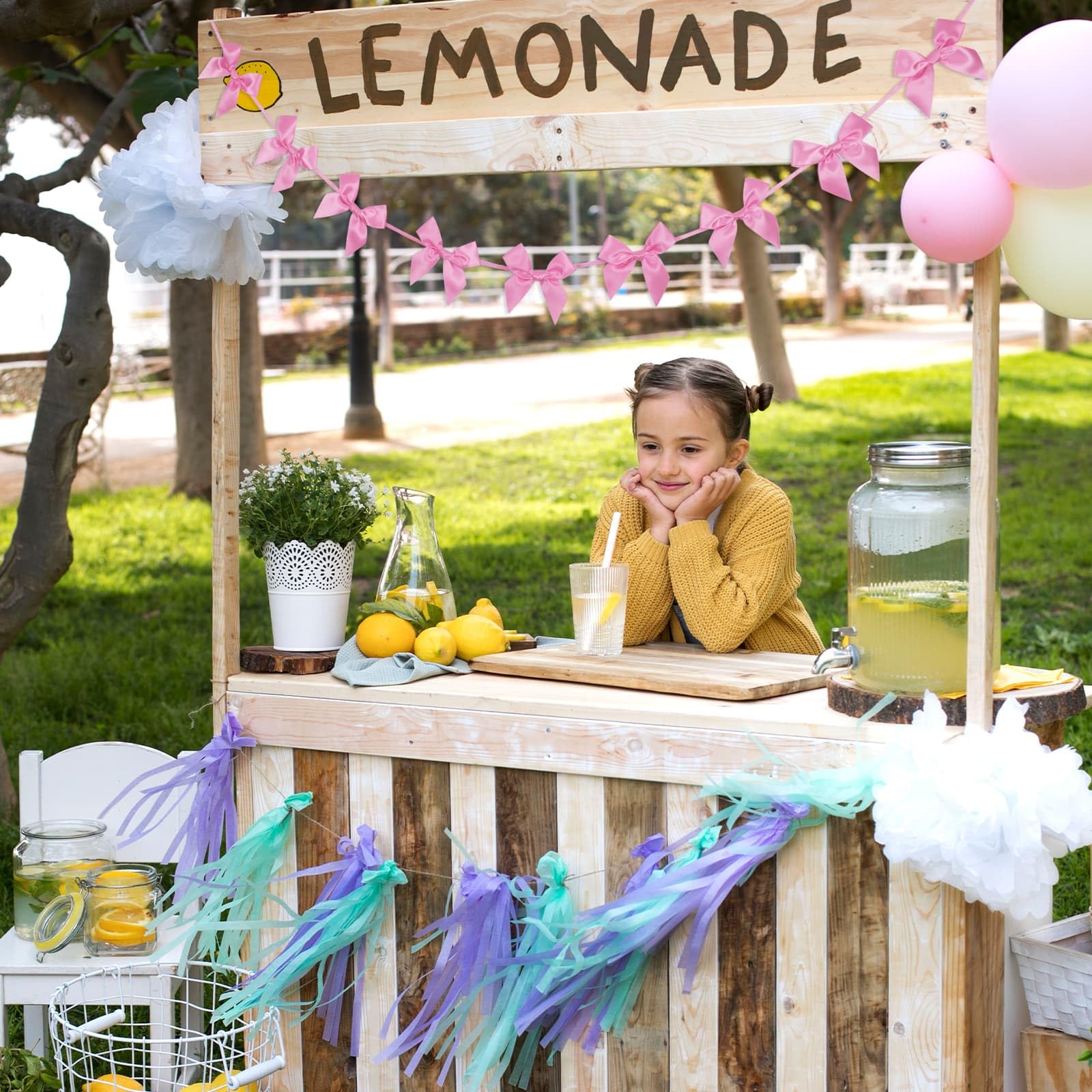 2 sztuki różowej girlandy z kokardą baner wstępnie nawleczony, dekoracje urodzinowe satynowa wstążka baby shower wieczór panieński artykuły dekoracyjne