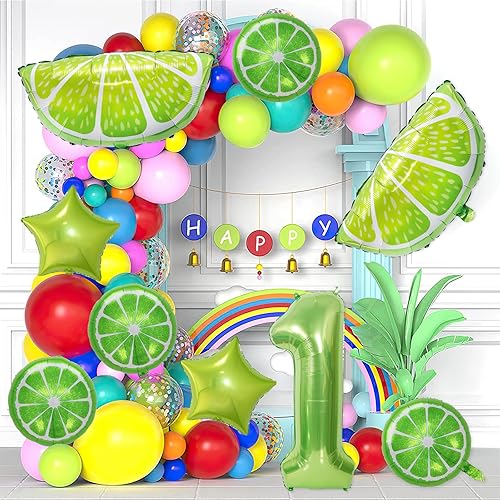 Miniatura 6 de Decoraciones de fiesta de limón con frutas, 9 globos de limón, decoraciones de fiesta de cumpleaños para primer cumpleaños, suministros de fiesta