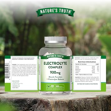 Electrolyte Tablets 930mg | Complex with Potassium, Chloride, Calcium, Magnesium and Sodium | Powder Alternative | 60 Tablets | Vegan | Nature's Truth