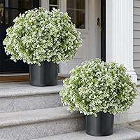 FOTEEWL Set of 2 17" Artificial Boxwood Topiary Ball Trees - Realistic UV-Resistant Faux Greenery for Front Door, Porch & Farmhouse Outdoor Decor