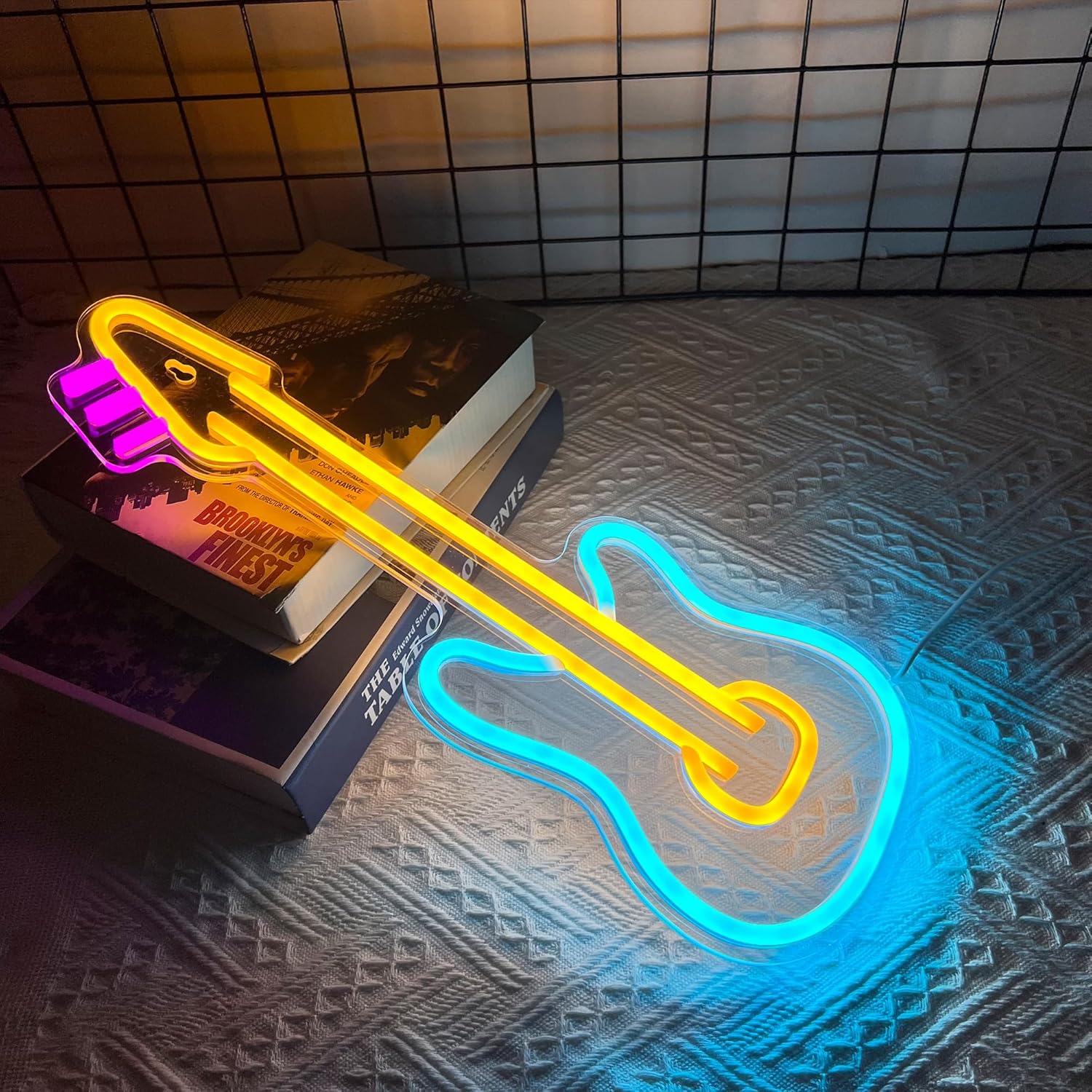 Attivolife Guitar Neon Sign, LED Acrylic Neon Lamp with USB for Music Lover, Bedroom Art Wall Music Studio Bar Decor, Best Birthday Christmas, Wedding, Party Gift, 16.83" * 6.31"(Pink+Yellow+Blue) - Image 6