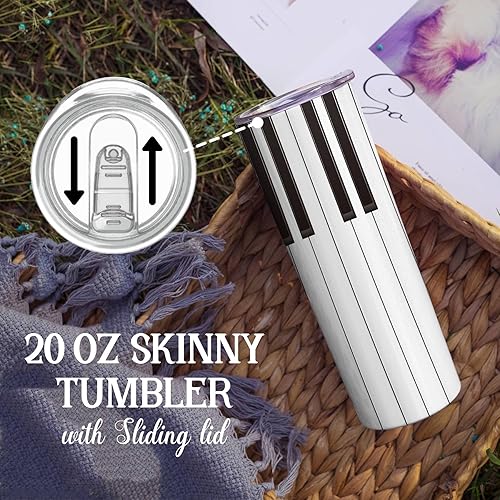 Miniatura 3 de Onebttl Regalos de piano para mujeres, hombres y amantes del piano, llave de piano negra, vaso aislado de acero inoxidable de 20 onzas  20.0 fl oz
