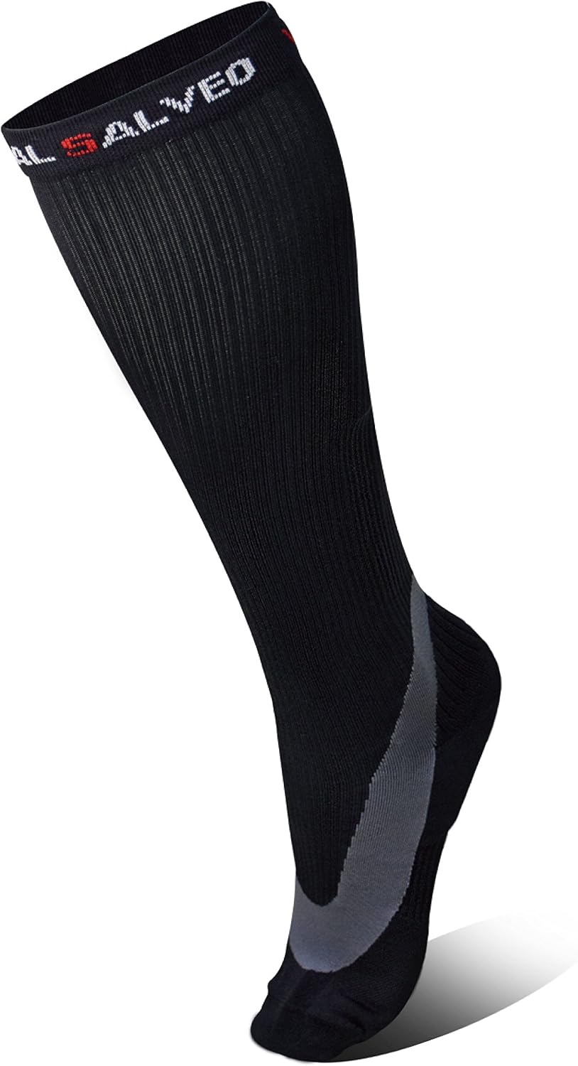 Vital Salveo- Athletic Germanium 20-30mmHg Arch Support Compression Socks for Running Traveling, Calf Soreness (One Pair)-Medium