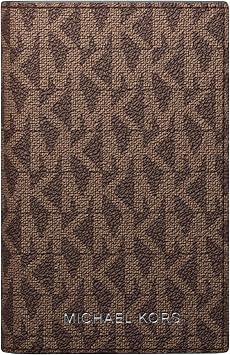 Michael Kors Mens Mason Folding Card Case, Silver-Tone Hardware/MK Signature Black, Brown/Black
