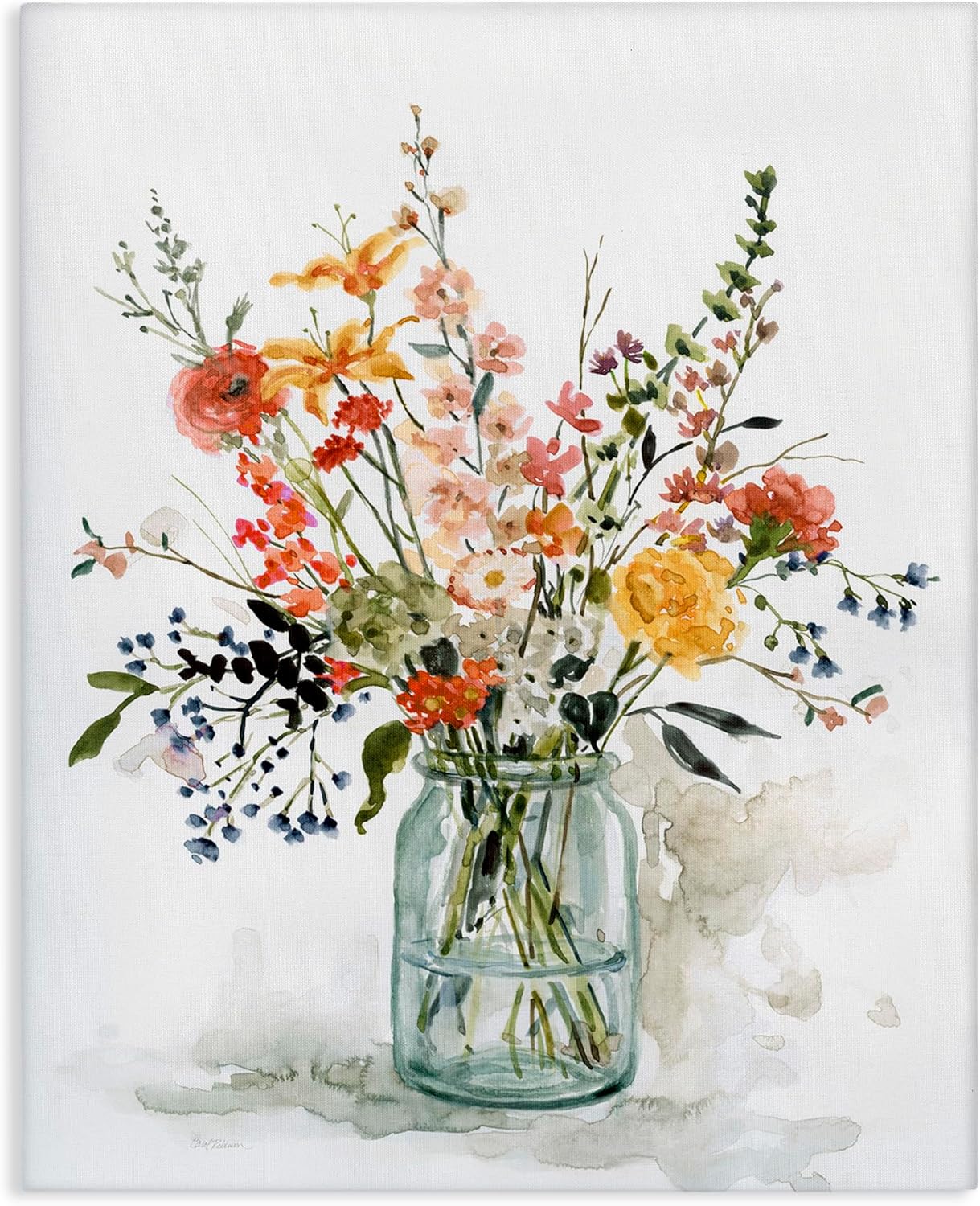 Stupell Industries Warm Summer Meadow Floral Bouquet Still Life Painting, Design by Carol Robinson Canvas Wall Art, 24 x 30, Blue