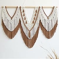 Vista 13 de guzhiou Tapiz grande de macramé para colgar en la pared, tapiz bohemio para decoración de pared, elegante tapiz bohemio hecho a mano, decoración