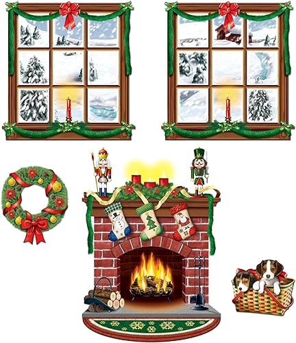 Beistle 5 piezas de plástico impreso para decoración de Navidad para interiores fondo de cabina de fotos 15 a 49 pulgadas