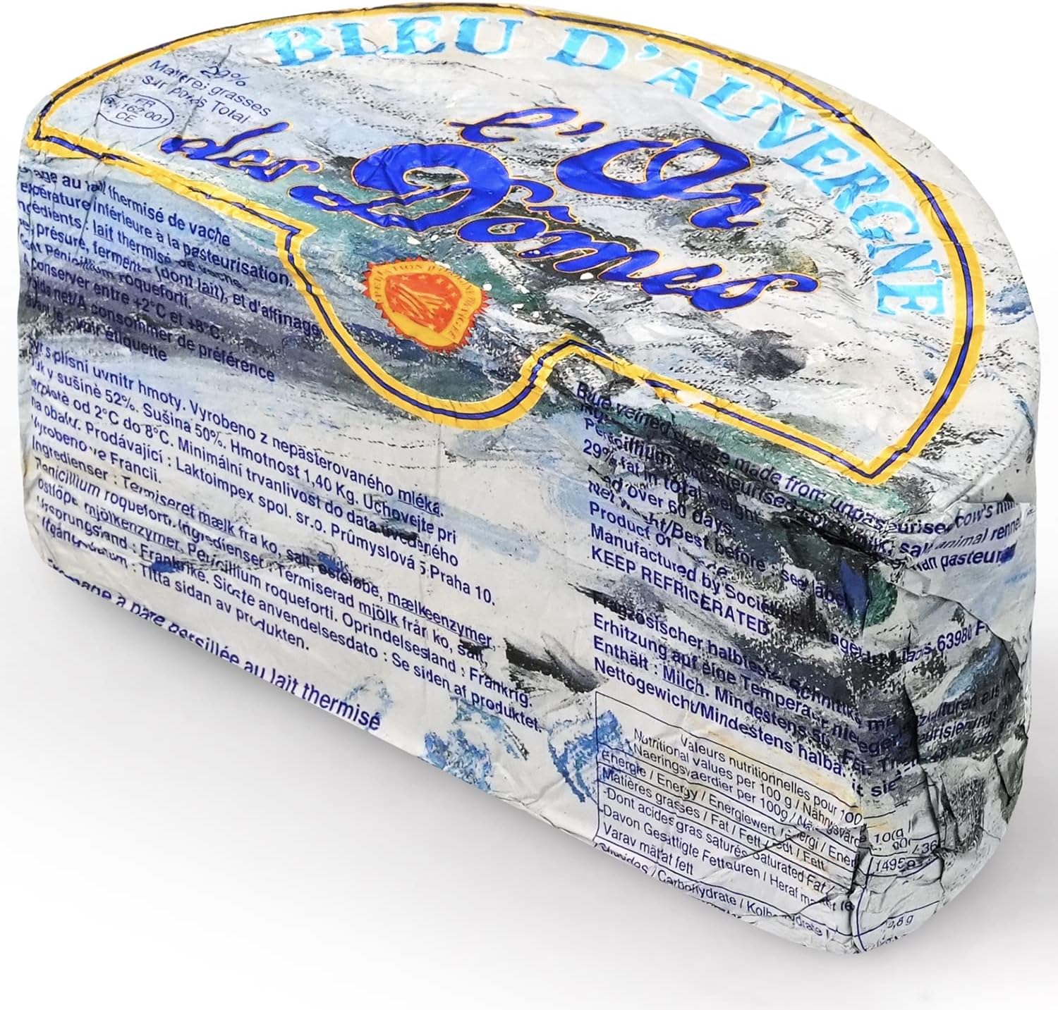 Bleu D'Auvergne AOC French Blue Cheese - 1 lb / 454 g - GUARANTEED OVERNIGHT