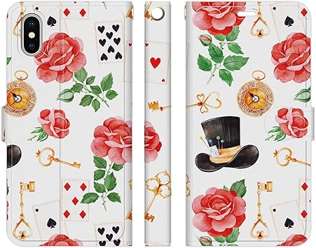 Amazon Co Jp Ruuu Iphone Xs Max 手帳型 スマートフォン スマホ ケース カバー アリスモチーフ トランプ柄 アリス 不思議の国のアリス トランプ ローズ バラ 花柄 模様 童話 ゆめかわいい メルヘン 可愛い 水彩 かわいい Apple Xsmax Iphonexsmax テン エックス