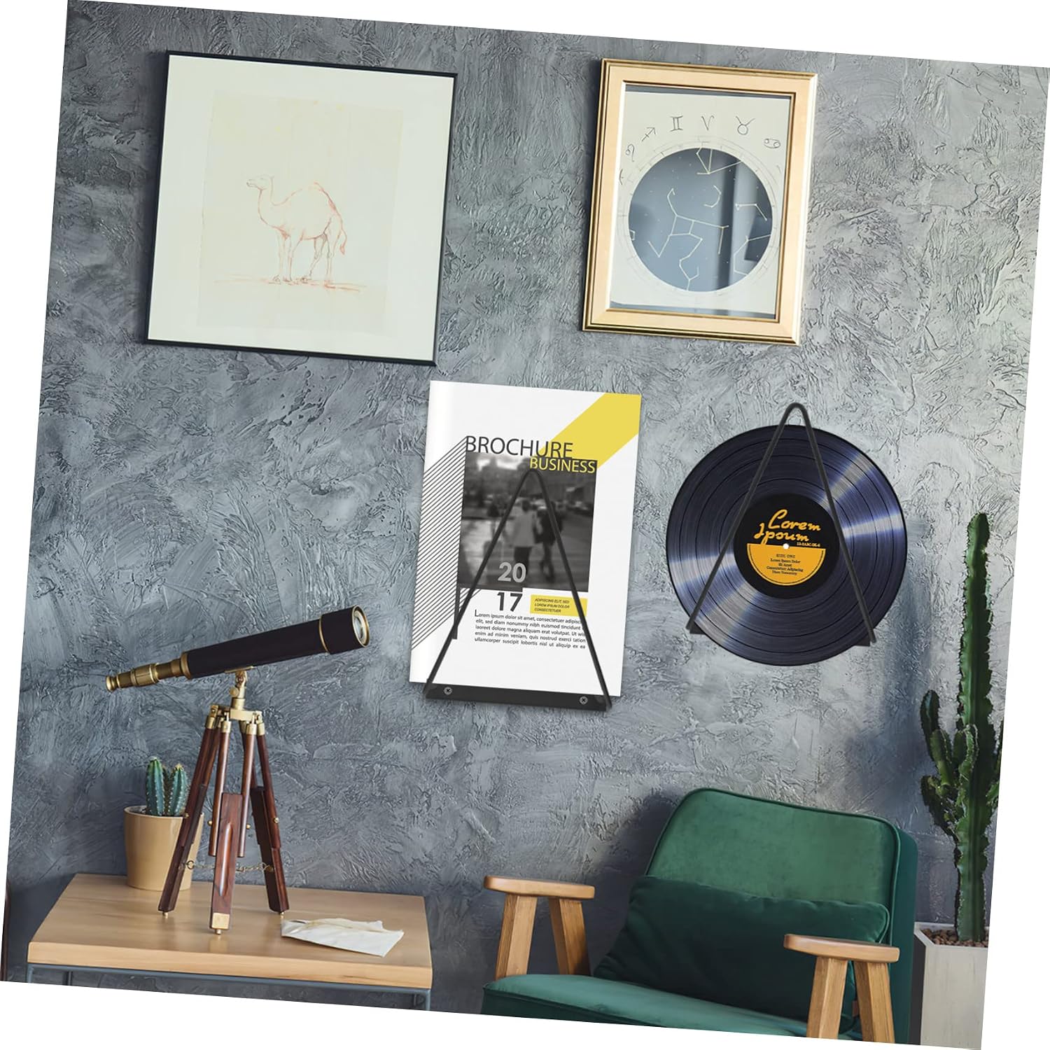 Cabilock 3pcs Record Holder Wall Mount Vinyl Display Triangle Shelf Wall-mounted Rack Magazine Display Rack Office Storage