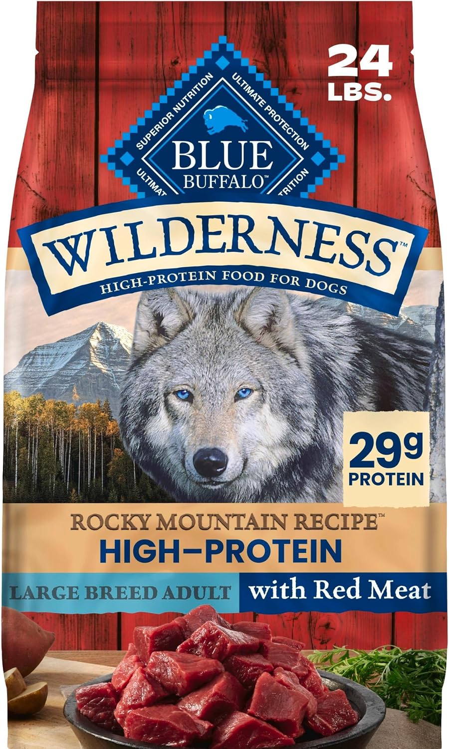 Blue Buffalo Wilderness Rocky Mountain Recipe Large Dry Dog Food, 24 lb