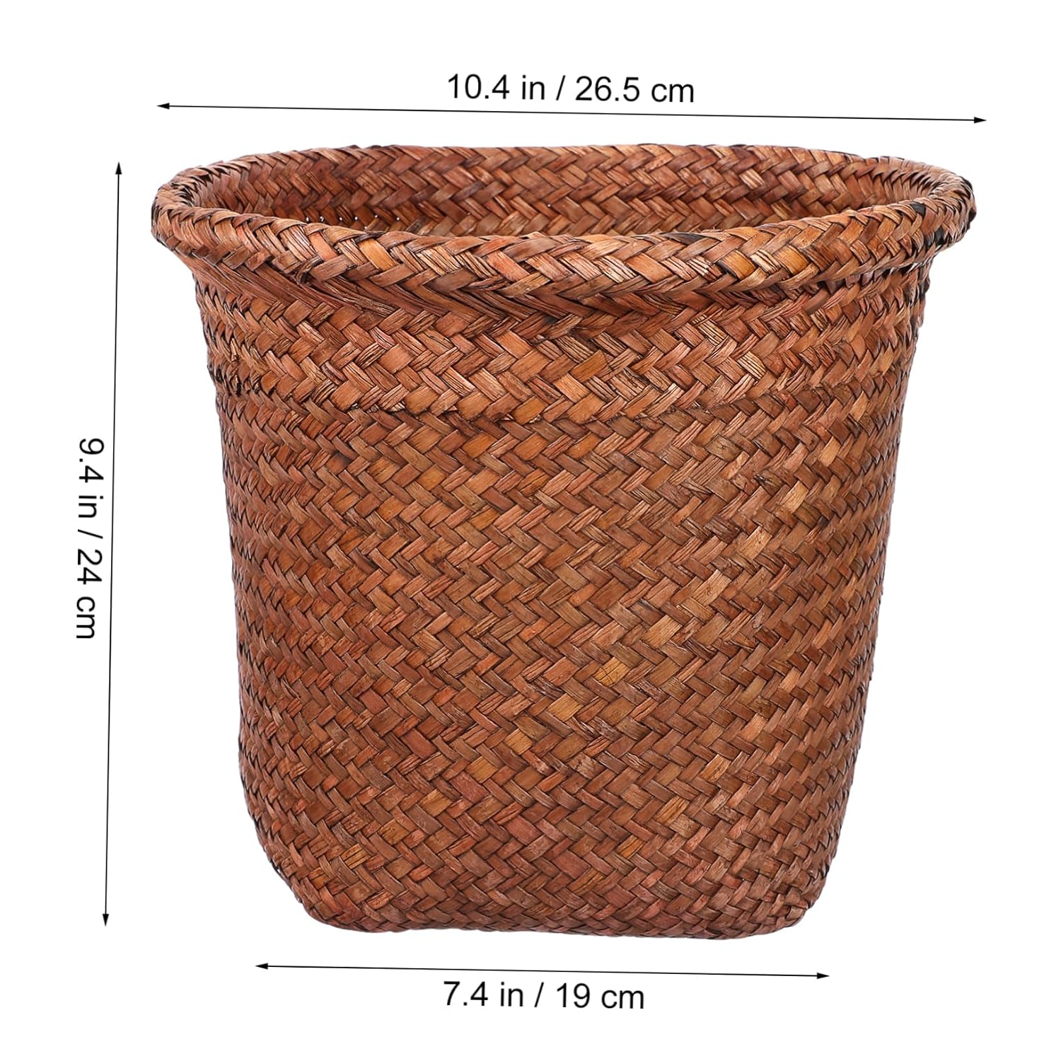 Ciieeo Straw Woven Wastebasket Small Trash Can Multifunctional Paper Basket Handwoven Storage Bin for Bedroom Office Bathroom Home Organization
