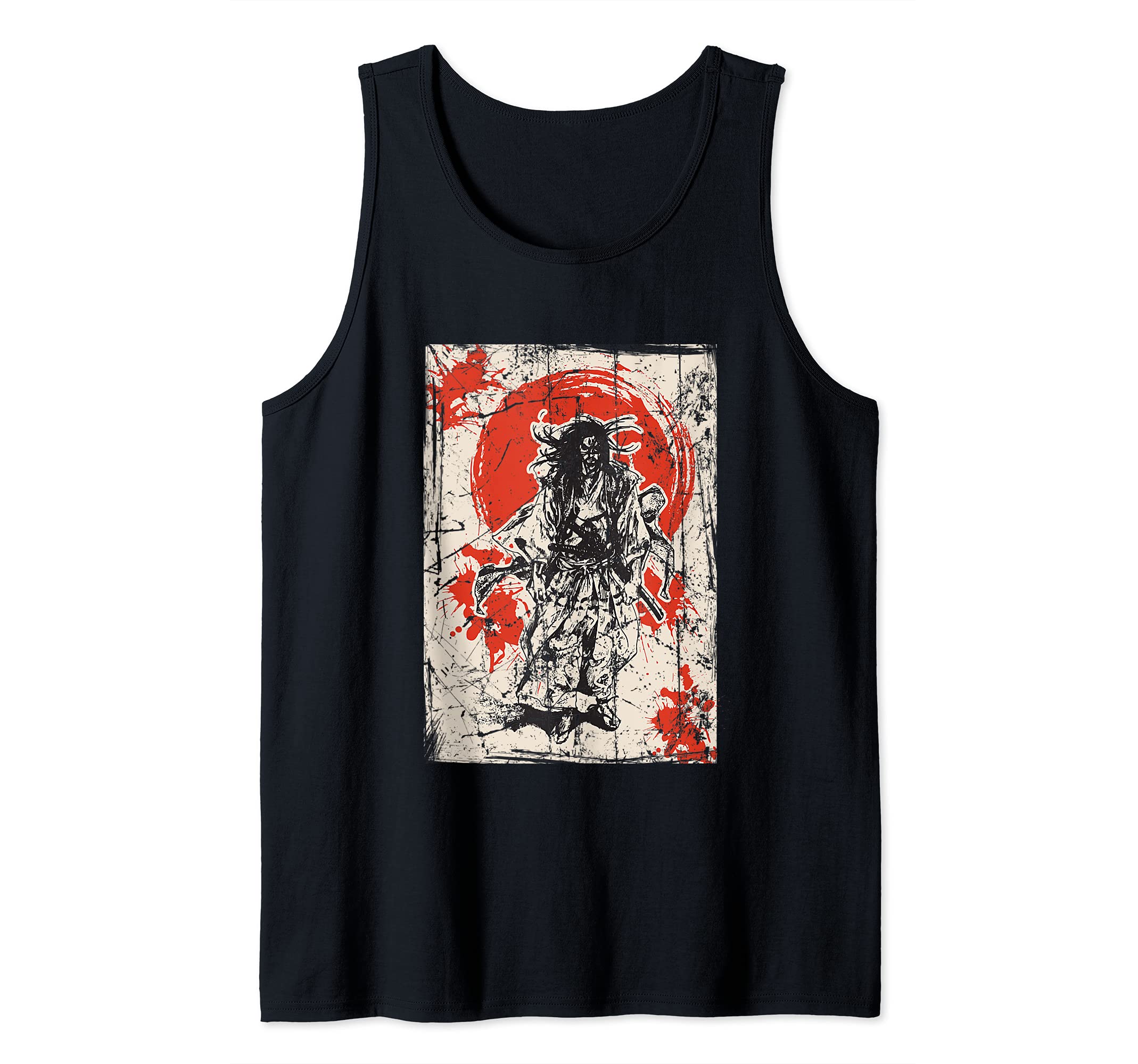 Japanese Culture Samurai Red moon Warrior bushido code Tank Top