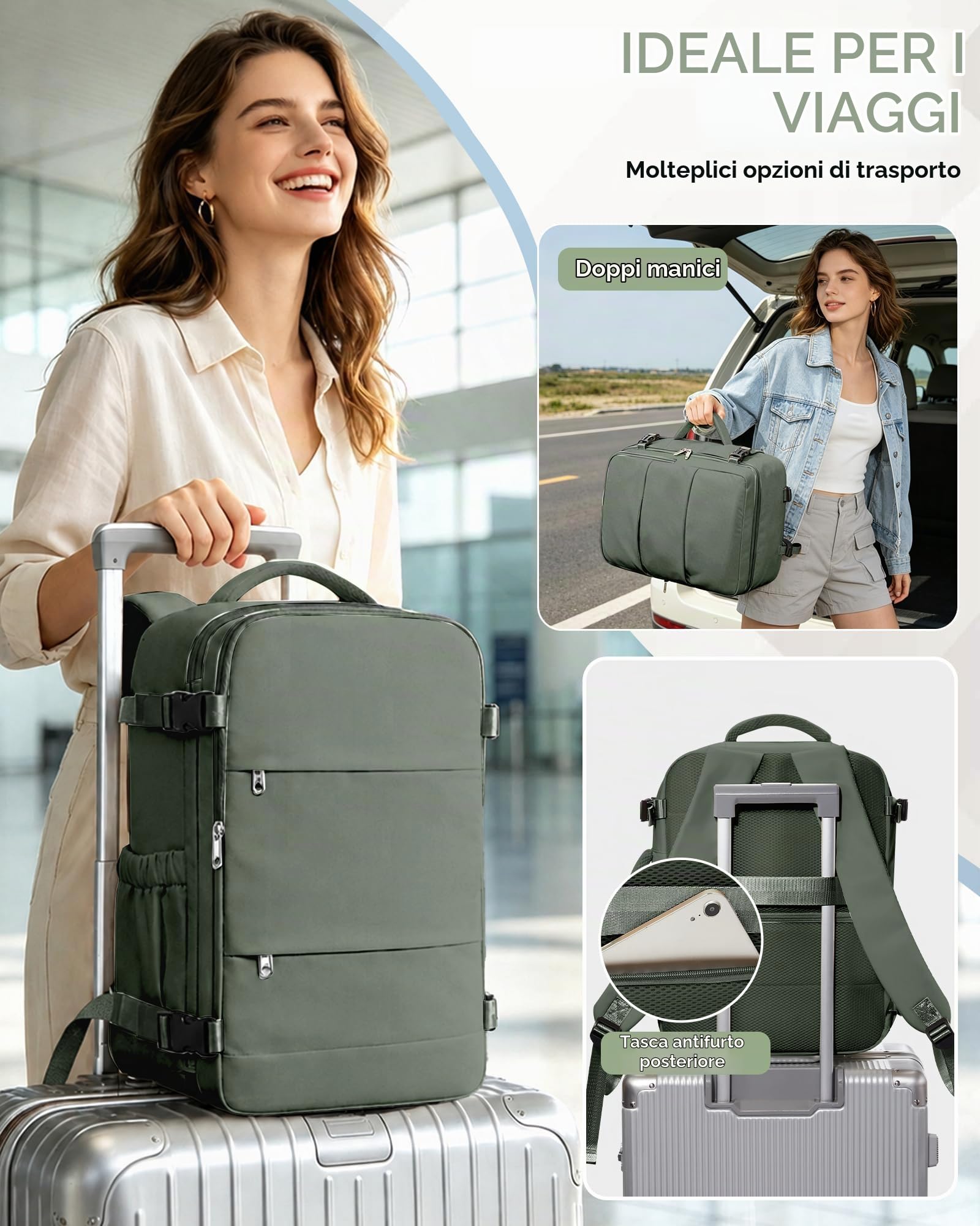 SZLX Zaino Ryanair 40x30x20 Sottovuoto con pompa Zaino da Viaggio 40x30x20 | Bagaglio a Mano 40x30x20 Wizzair Donna Uomo Borsa da Cabina per Easyjet Adatto a Laptop da 14 Pollici Impermeabile per Lavoro