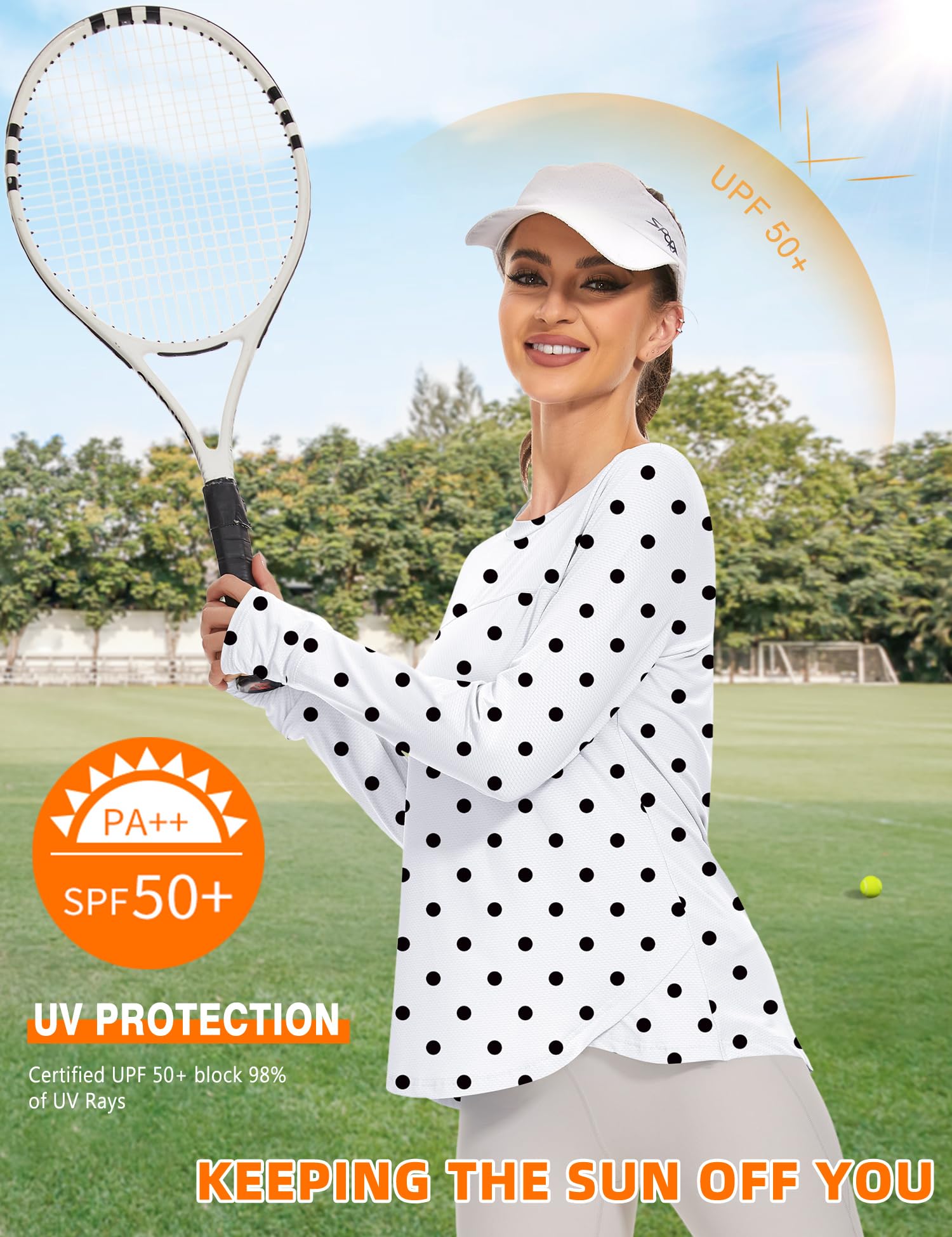 IECCP T-shirt d'entraînement à manches longues pour femme, haut de sport UPF 50+, rashguard avec trou pour le pouce et fenêtre de visualisation