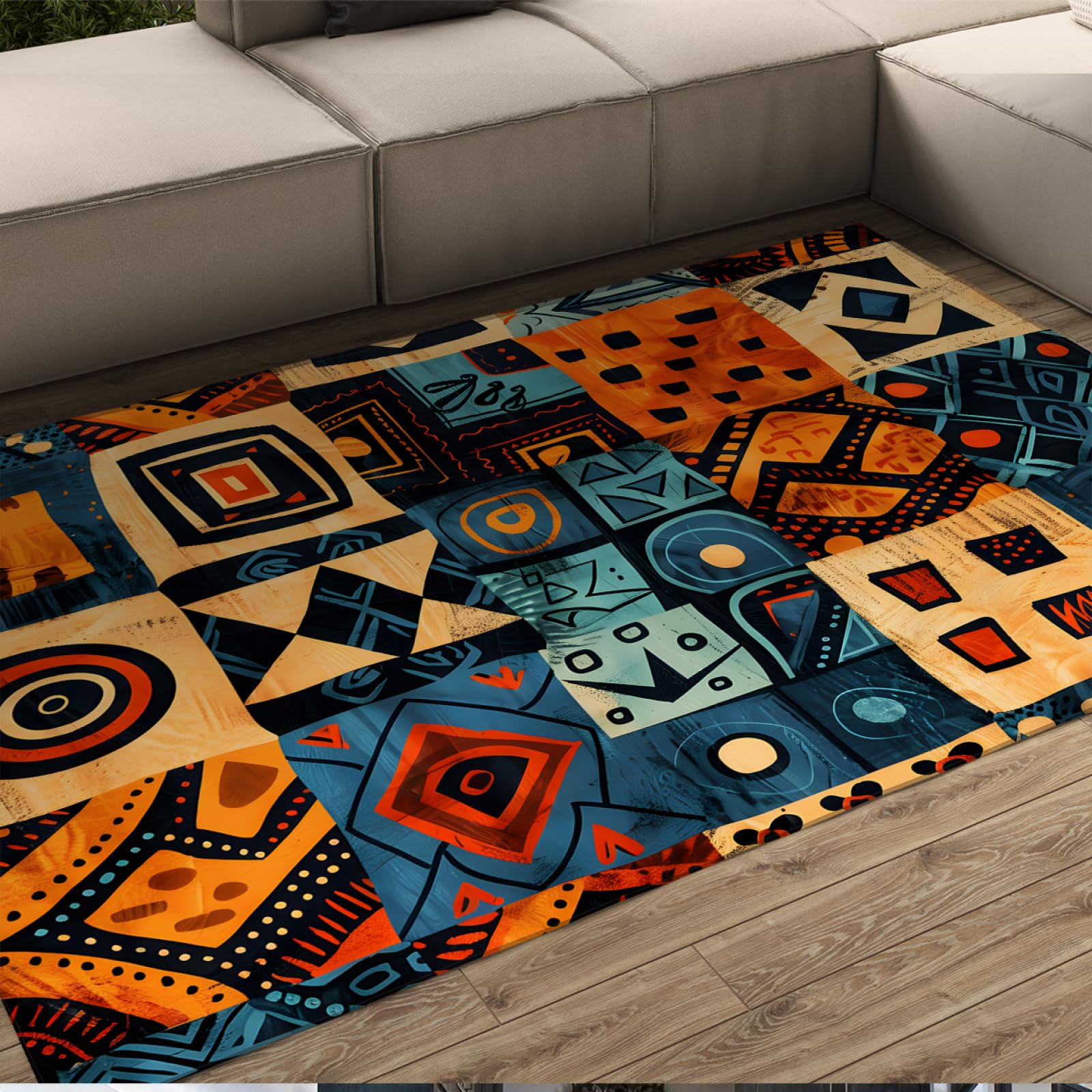 Tappeto lavabile Tappeto retrò europeo americano tappeto in stile bohémien per soggiorno tappetini da cucina patchwork geometrici per pavimento 120x240cm