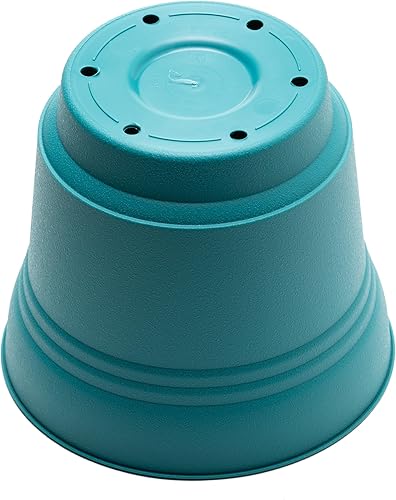 Vista 8 de Bloem Saturn 7" Bermuda Teal Round Resin Planter Pot with Snap-in Saucer for Indoor and Outdoor Gardening