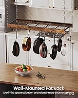 Vista 2 de Hanging Pot Rack, Ceiling Wall Mounted Pot Rack for Kitchen, Industrial Style Pot Hanger with 18 Hooks, Cookware Storage Organizer, for Pots and