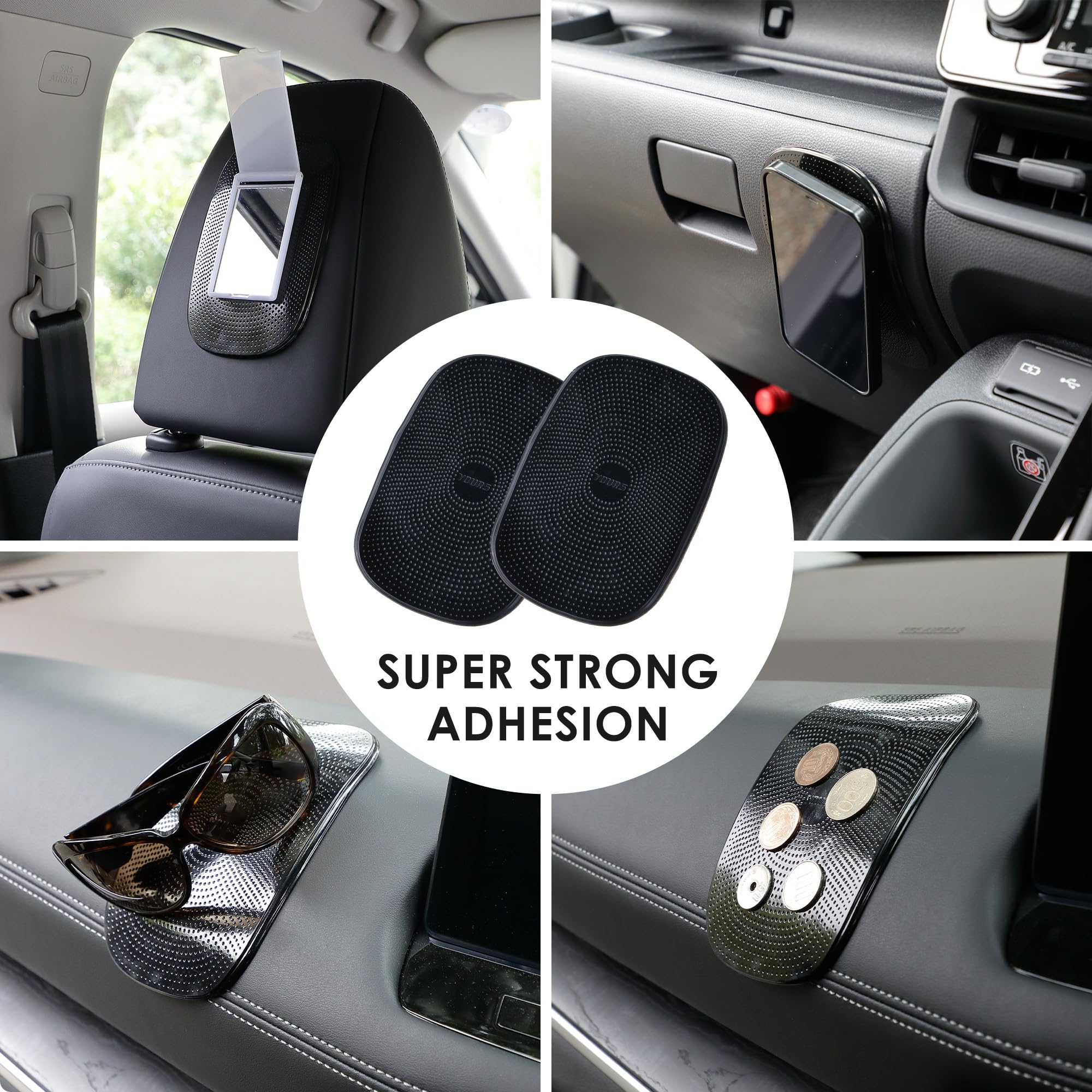 Car Dashboard Non Slip Mat Phone Holders For Your Car, Anti-slip Mat For Dashboard, Air Freshener, Mirror, Sunglasses, Keychain, Coin Holder | Car Accessories | Black | 2PCS - Japan Import