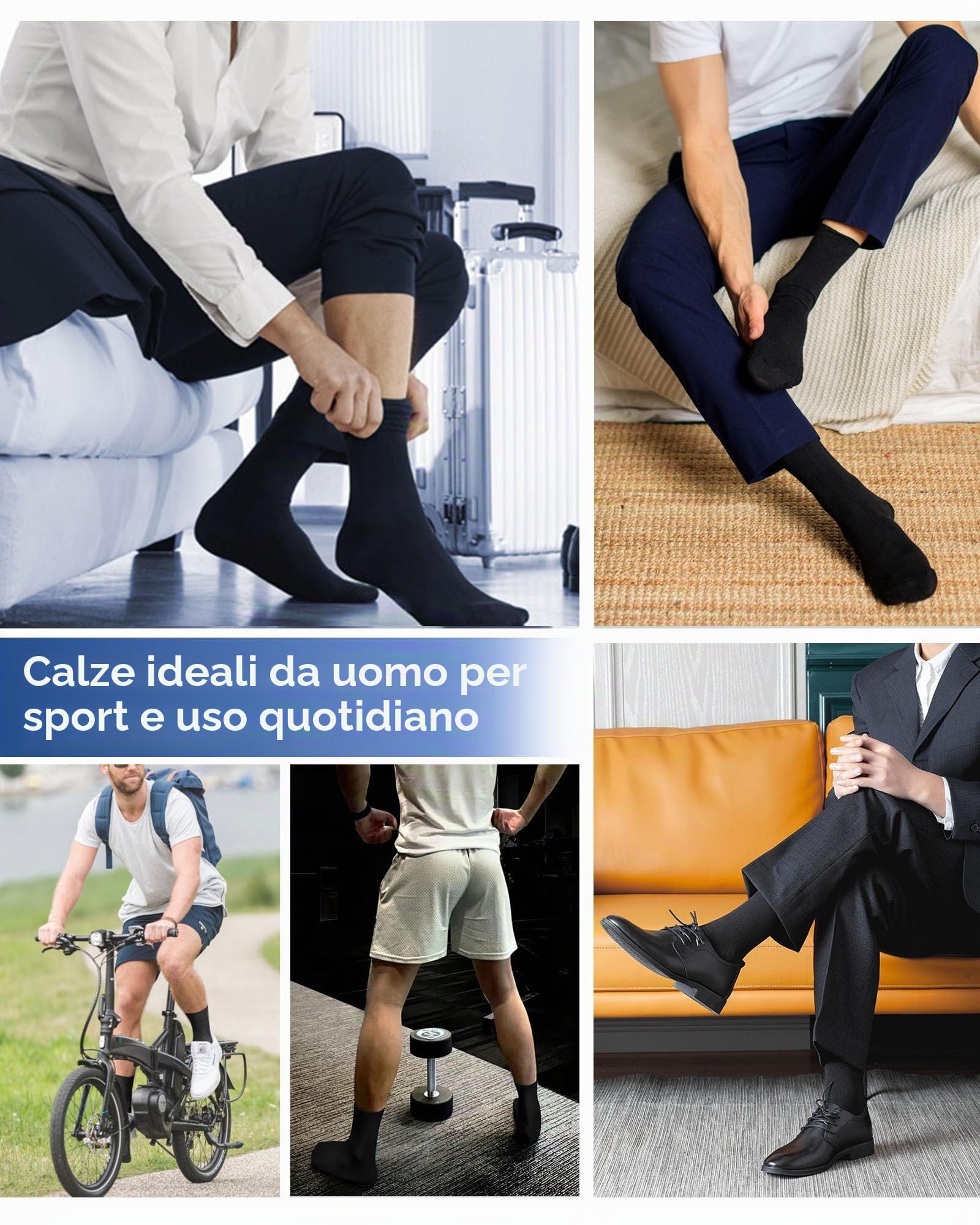 Libella 12 Paia Calzini Uomo Cotone medi Calze Estivi Uomo e Donna Calzini - Classiche Business Tempo Libero Uomo Calze Nere Traspirante e confortevole 2401