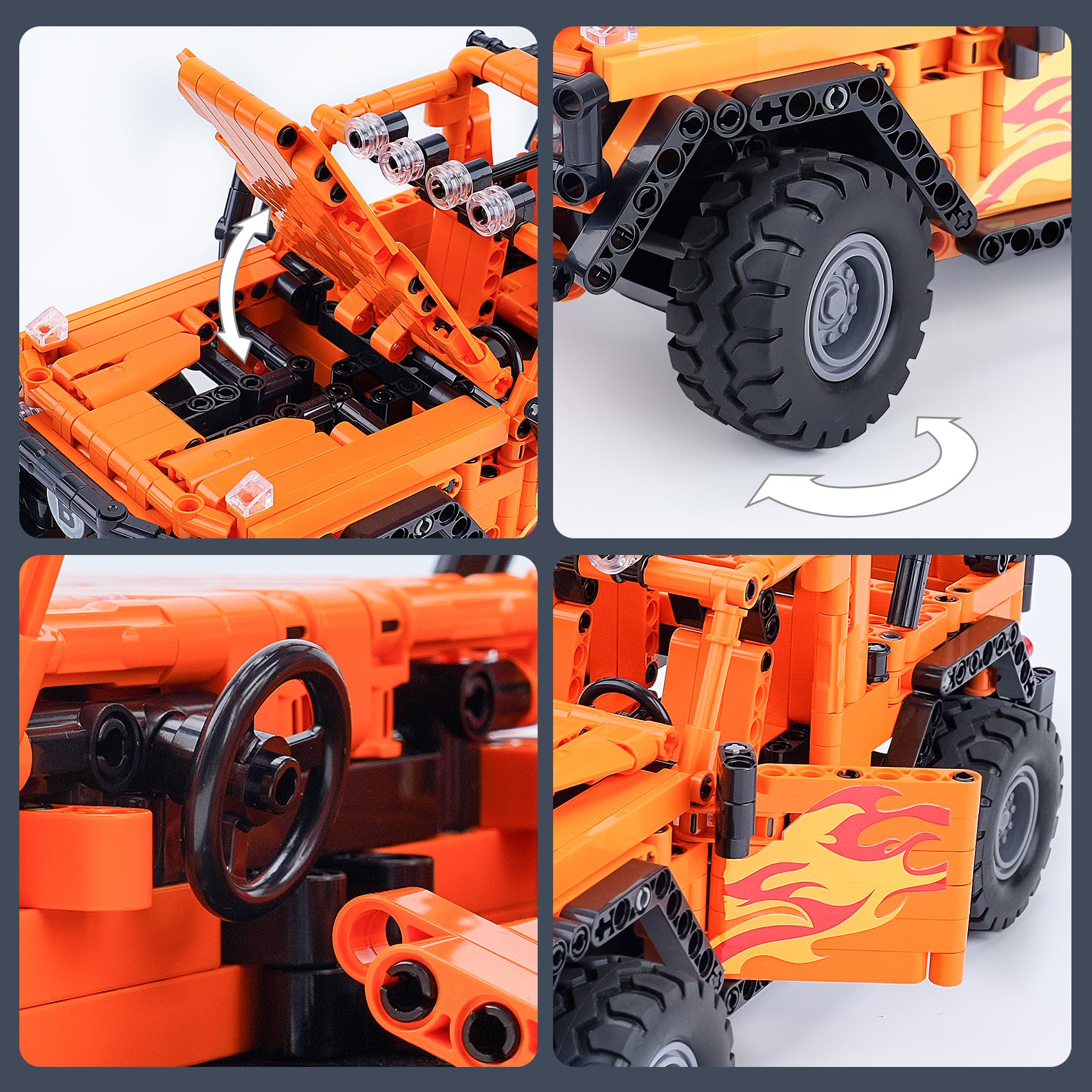 Juguetes de construcción STEM para niños y niños, juego de bloques de control remoto y aplicación, regalos de cumpleaños para edades de 8 a 12 años de edad, modelo naranja más grande (más de 6