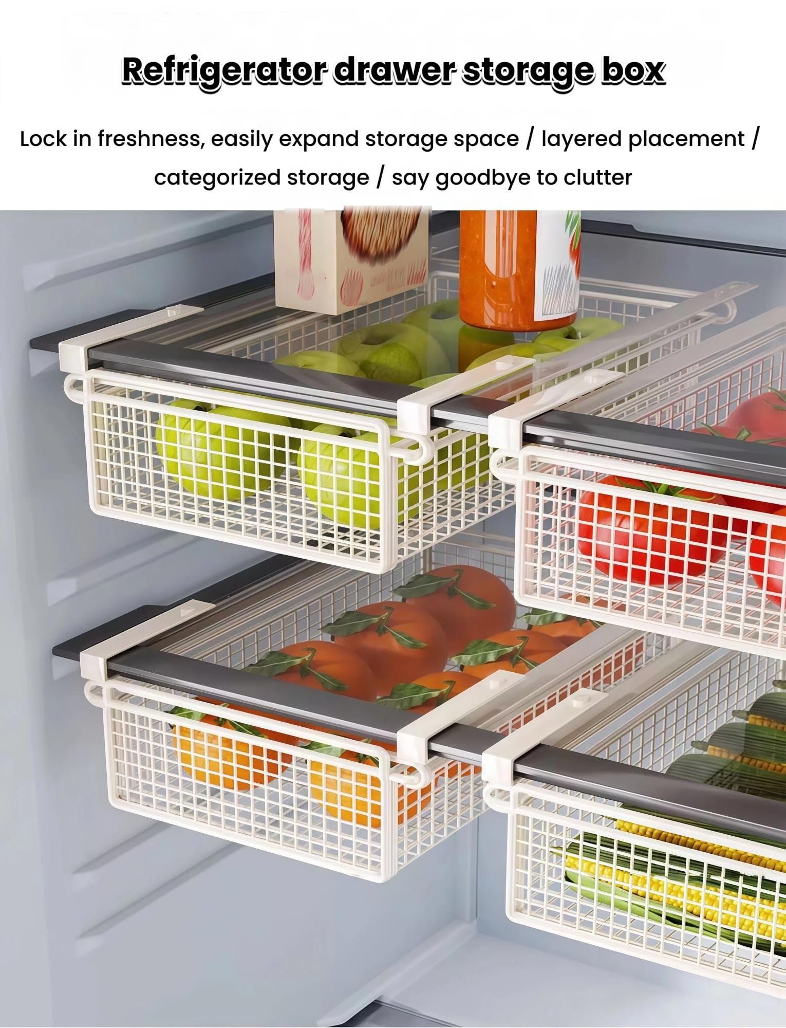 Panier Grille Suspendu pour Étagère, Panier Fruits Légumes du Frigo