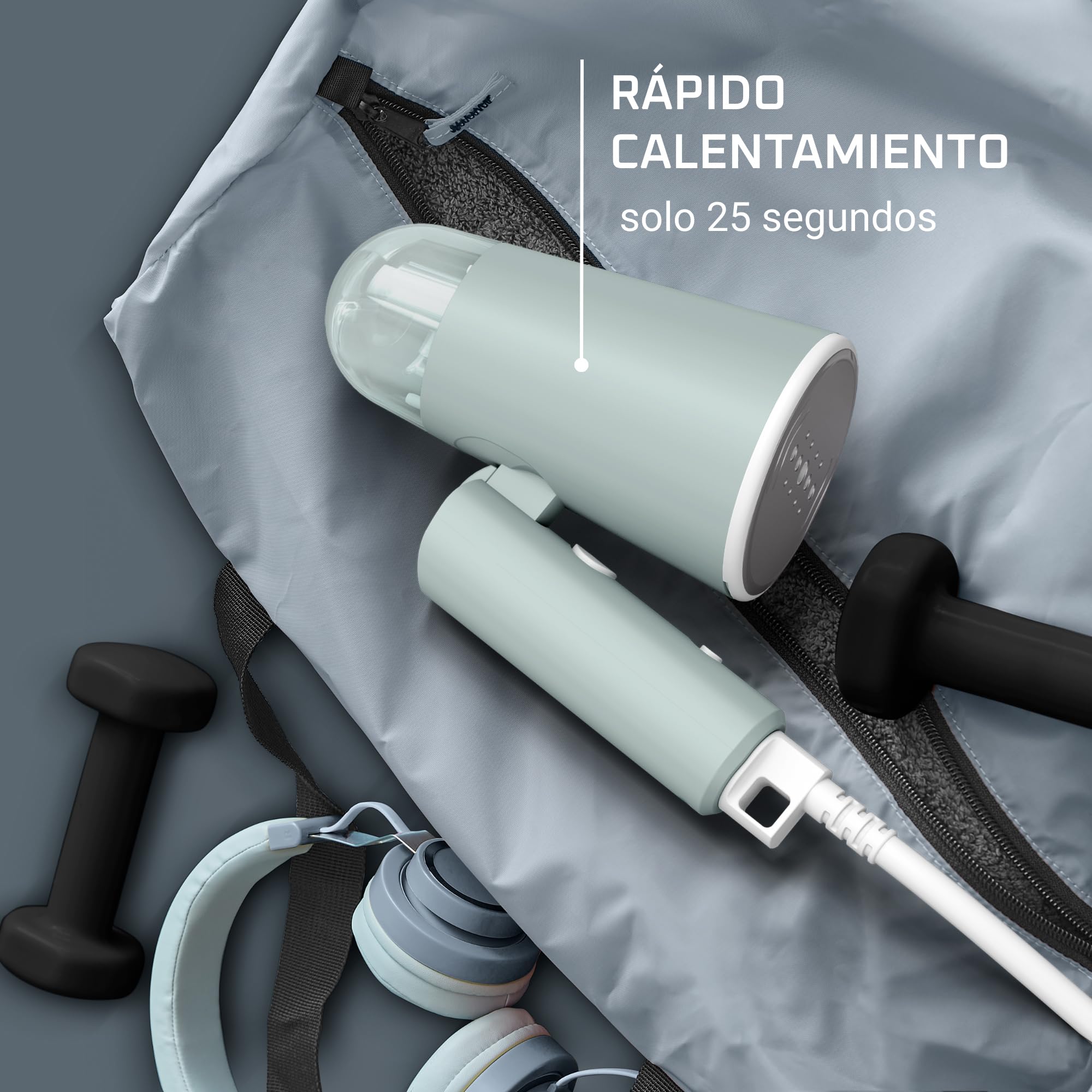 Rowenta Cepillo de vapor Origin Travel - Cepillo de vapor de mano plegable, desinfecta y elimina olores, para viajar o casa, diseño compacto, rendimiento eficaz, rápido calentamiento 25 seg, DR1034