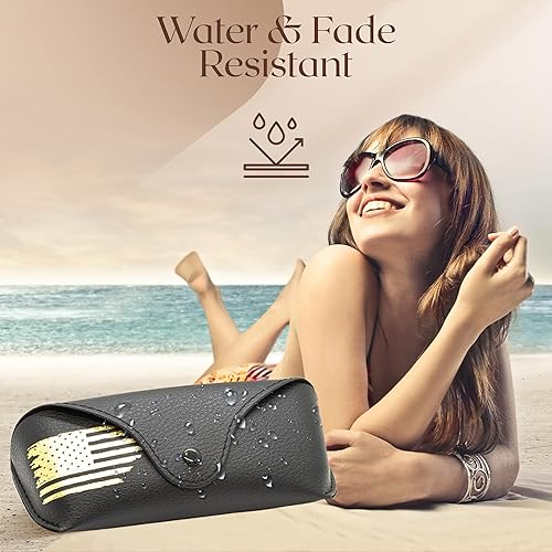 Miniatura 4 de Estuche de cuero para gafas - Estuche delgado para gafas para hombres y mujeres - Estuche portátil para gafas de sol