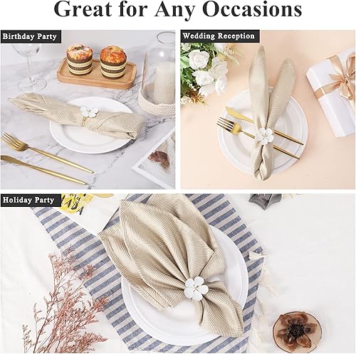 Miniatura 6 de Lewondr Servilleteros, juego de 6 servilleteros de flores, para mesas de cena, anillos, adorno, elegante, decoración de mesa para bodas, Navidad,