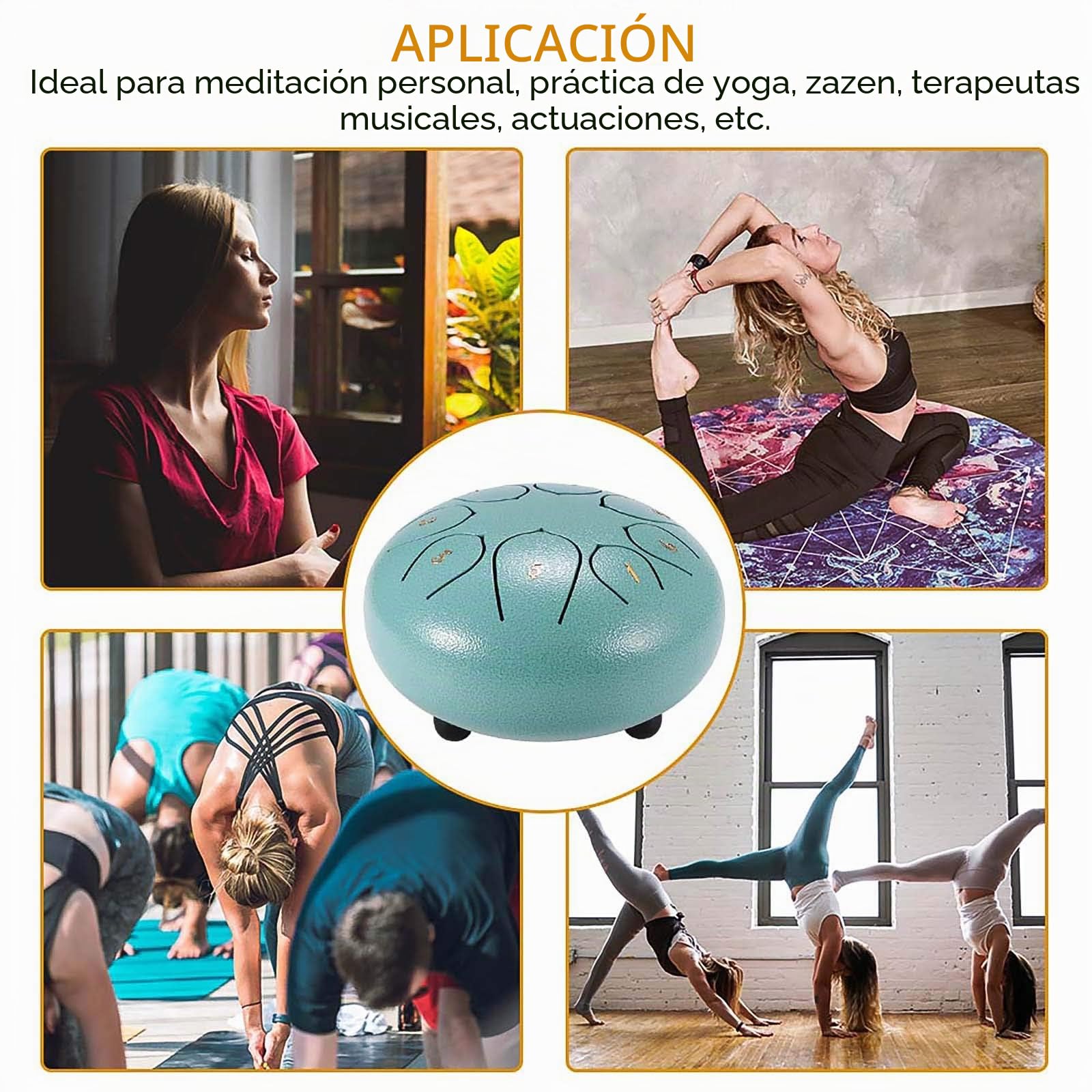 Tambor de Lengüeta de Acero de 6 Pulgadas y 11 Tonos, Instrumento de Percusión Handpan Drum Handpan, con Bastones y Bolsa de Viaje para Yoga,Meditación,Alivia el Estrés (Azul)