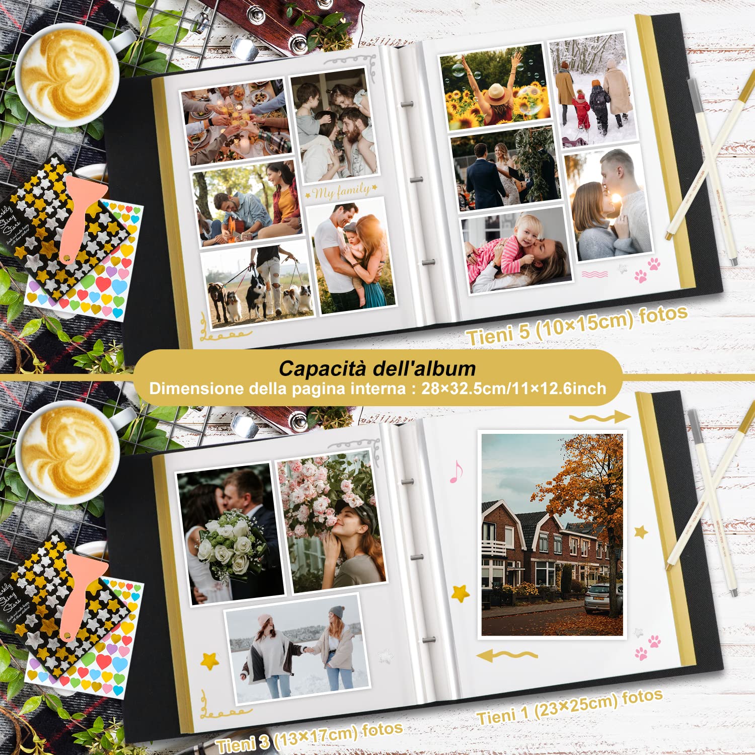 Album Fotografico Autoadesivo Popotop 60 Pagine – Formati 4x6, 5x7, 8x10 – Fai Da Te Per Ricordi Di Famiglia E Viaggi
