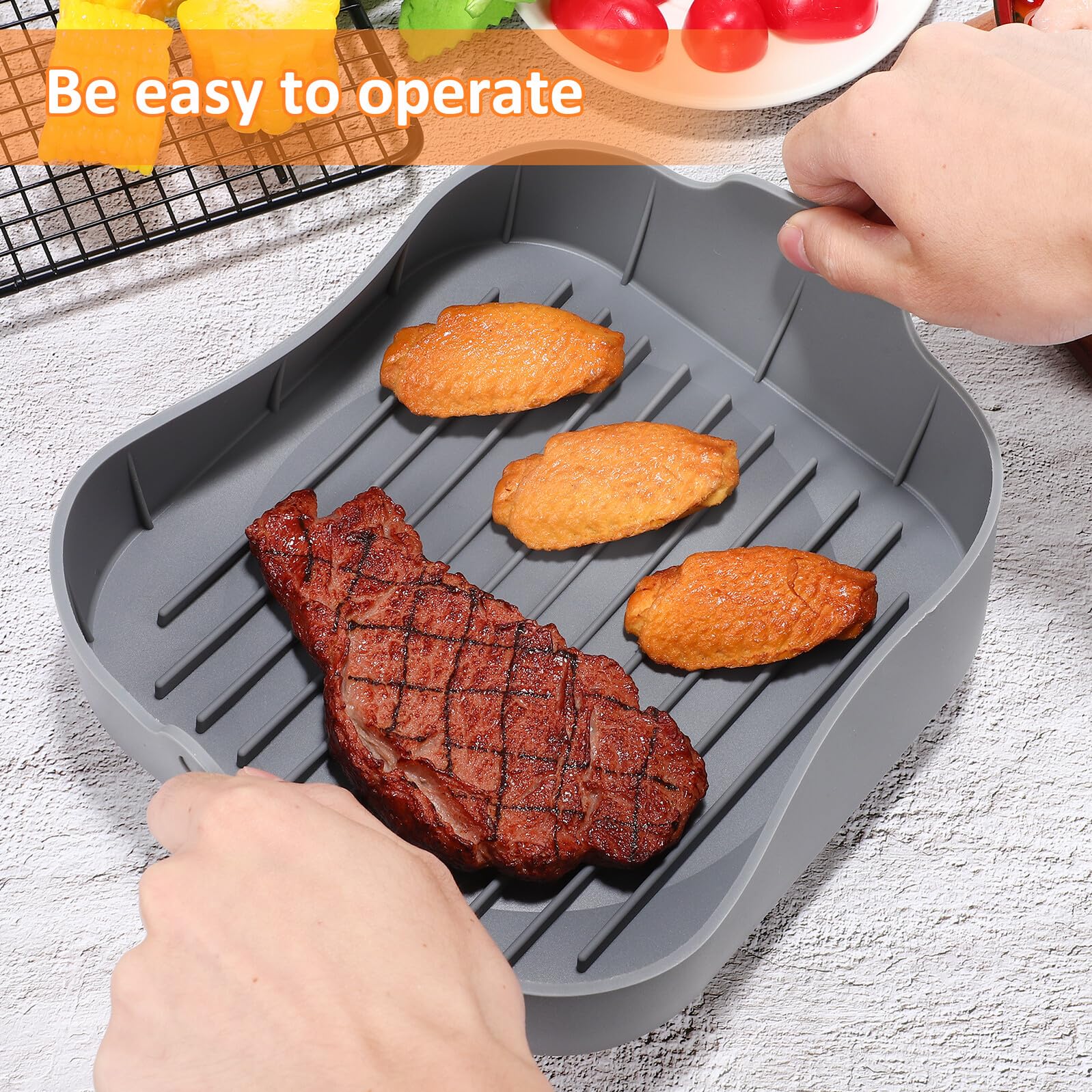 GALPADA Teglia Quadrata in Silicone Alimentare per Friggitrice ad Riutilizzabile Resistente al Calore Facile da per Cottura Arrosti e