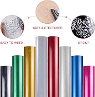 Vista 20 de HTVRONT - Rollos de vinilo termotransferible (HTV) blanco y negro, 12 pulgadas x 15 pies de vinilo de planchado para Cricut & Cameo, para camisas