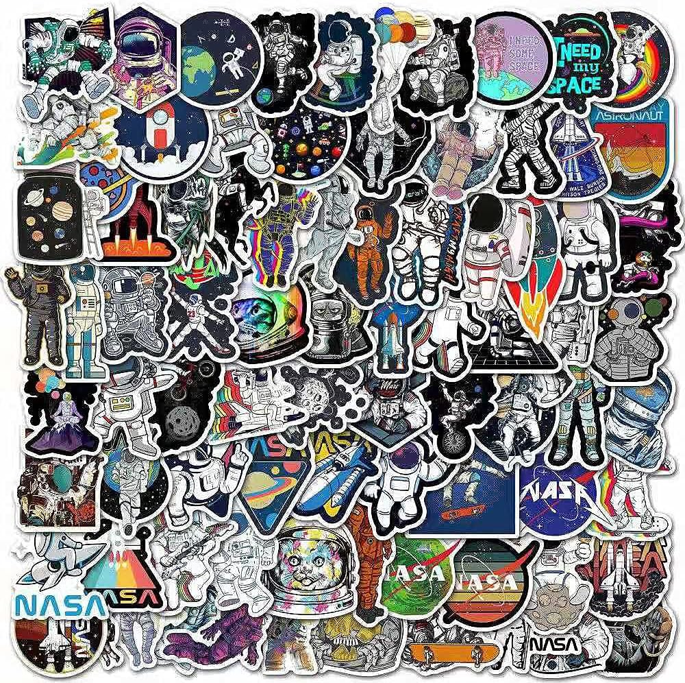 50 PCS Random Waterproof Aesthetic Astronaut Stickers for Kids Adults,Cute Laptop Car Stickers,for Computer,Skateboard,Helmet,Bicycle,Motorcycle,Luggage Travel Case,Water bottles,Phone Case,etc.