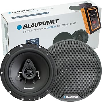 BLAUPUNKT BPS-ES650 6.5 3-Way Slim Car Speaker 120W with Grilles Sound, Space-Saving Design, Durable Pair Bundle with Gravity Magnet Phone Holder