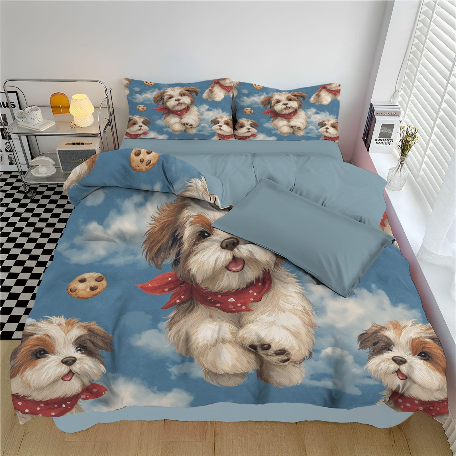 Parure de lit 3D style rétro indigo avec housse de couette 240x260
