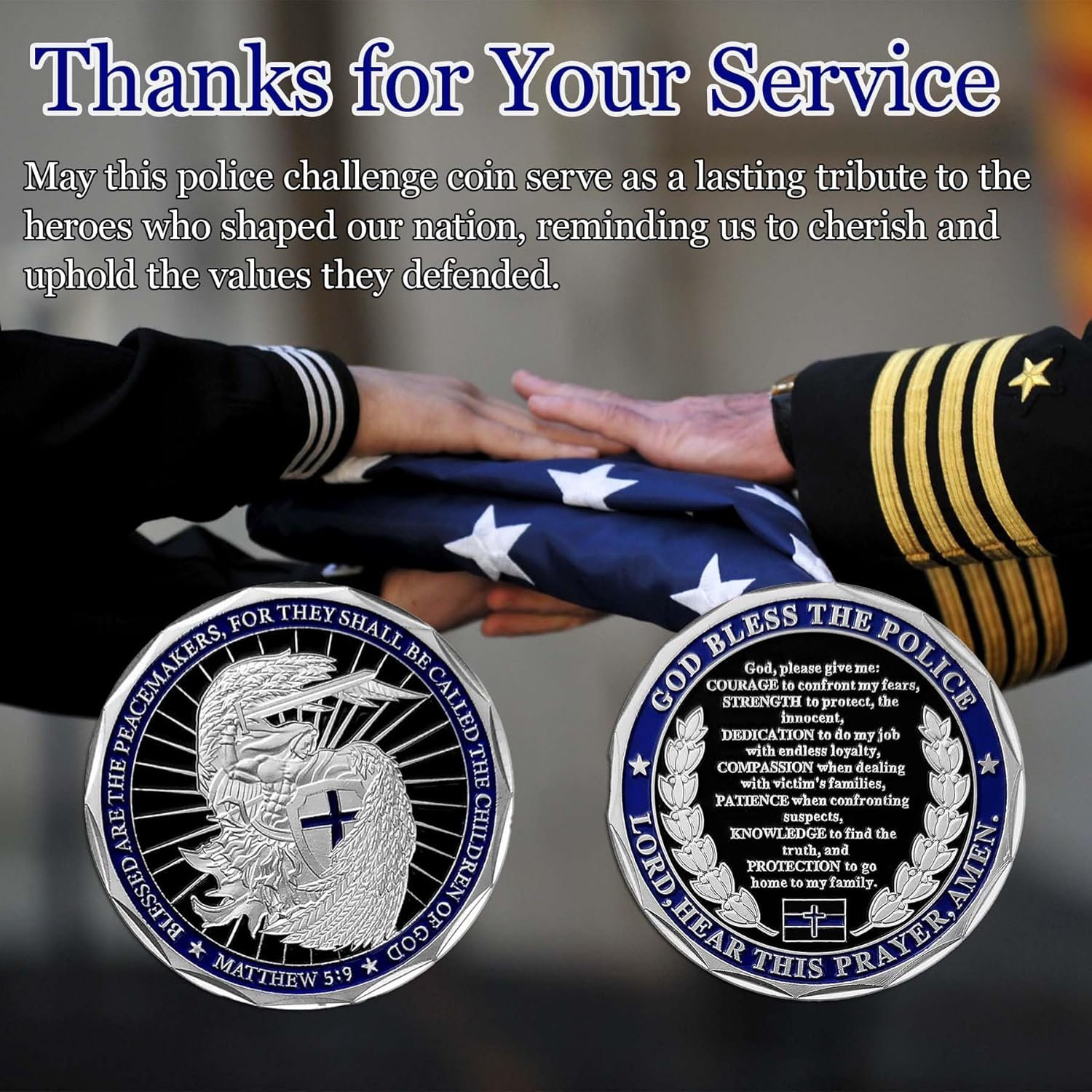 10Pcs Saint Michael Police Officer Challenge Coin God Bless The Law Men Prayer Bulk Gift