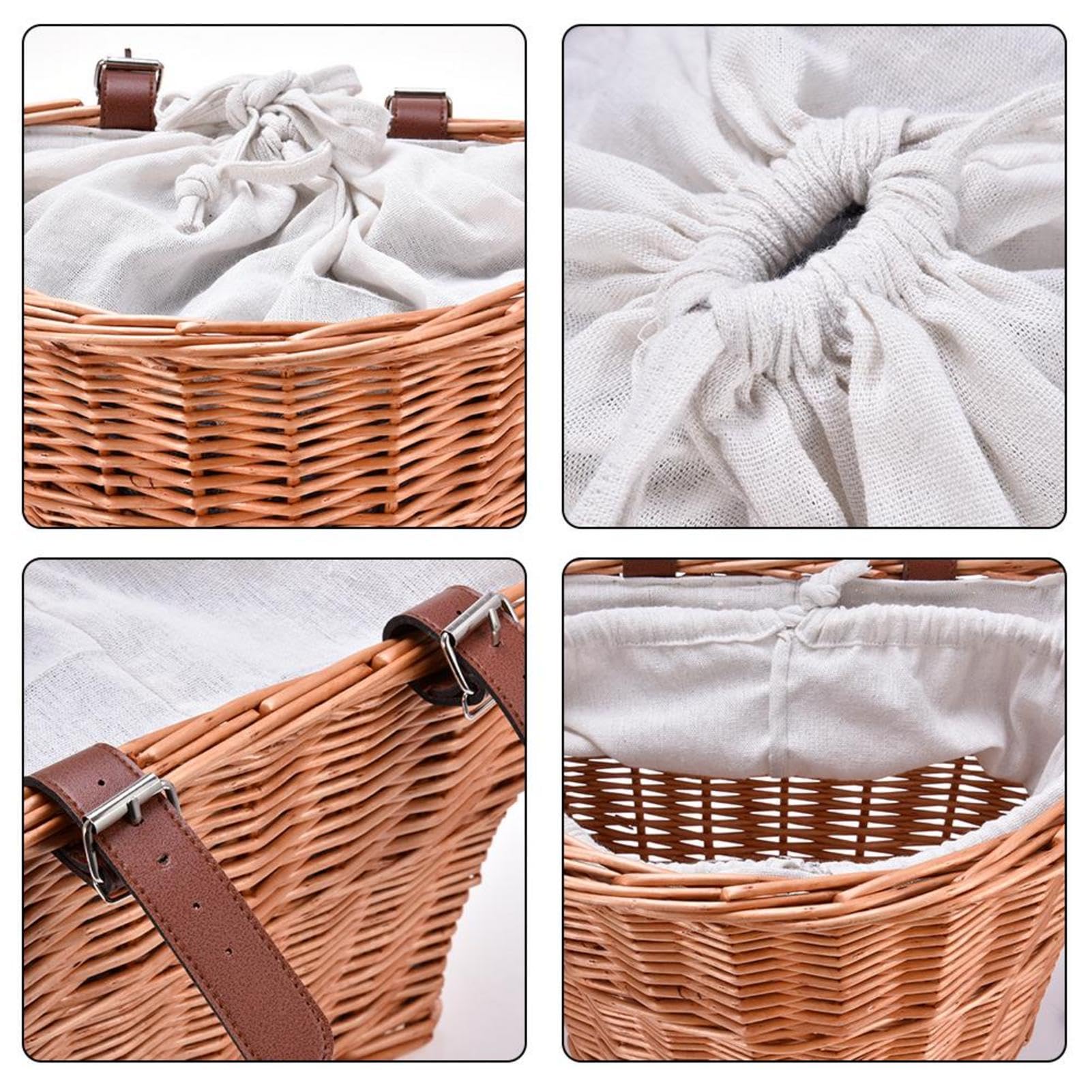 Cestino Per Bici In Vimini - Cestino Anteriore Per Manubrio, Portaoggetti Per Shopping E Viaggi - Foto 10