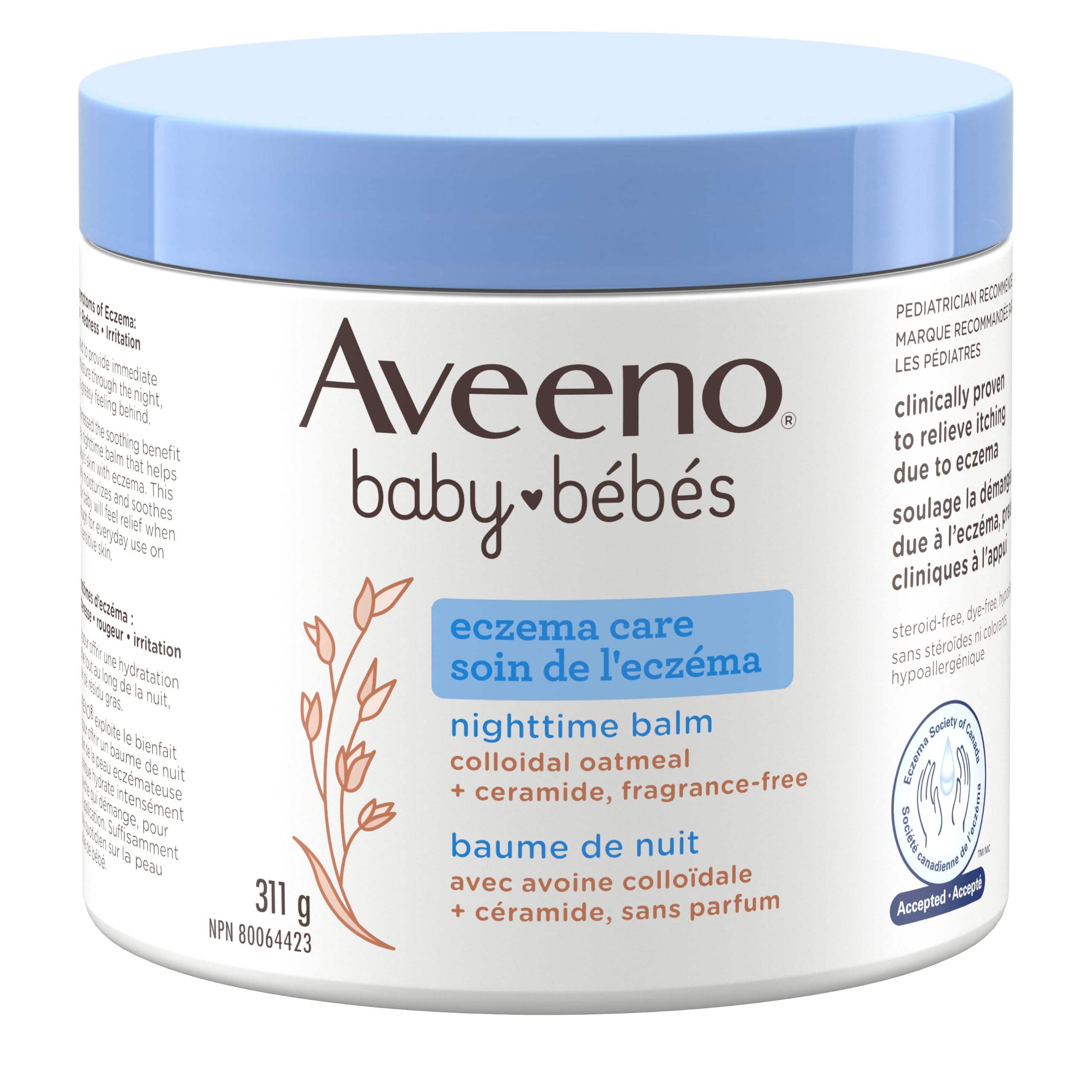 Aveeno Baby Eczema Care Nighttime Balm - With Soothing Colloidal Oat & Ceramide for Dry, Itchy Skin - Gentle Bedtime Eczema Care product Helps Strengthen Natural Moisture Barrier - Fragrance-Free 311g 311 g (Pack of 1) Night Balm