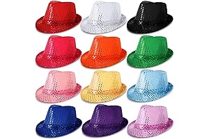 Sequin-Spangled Western-Themed Party Accessory: 12-Pack Glitter Sequin Hats