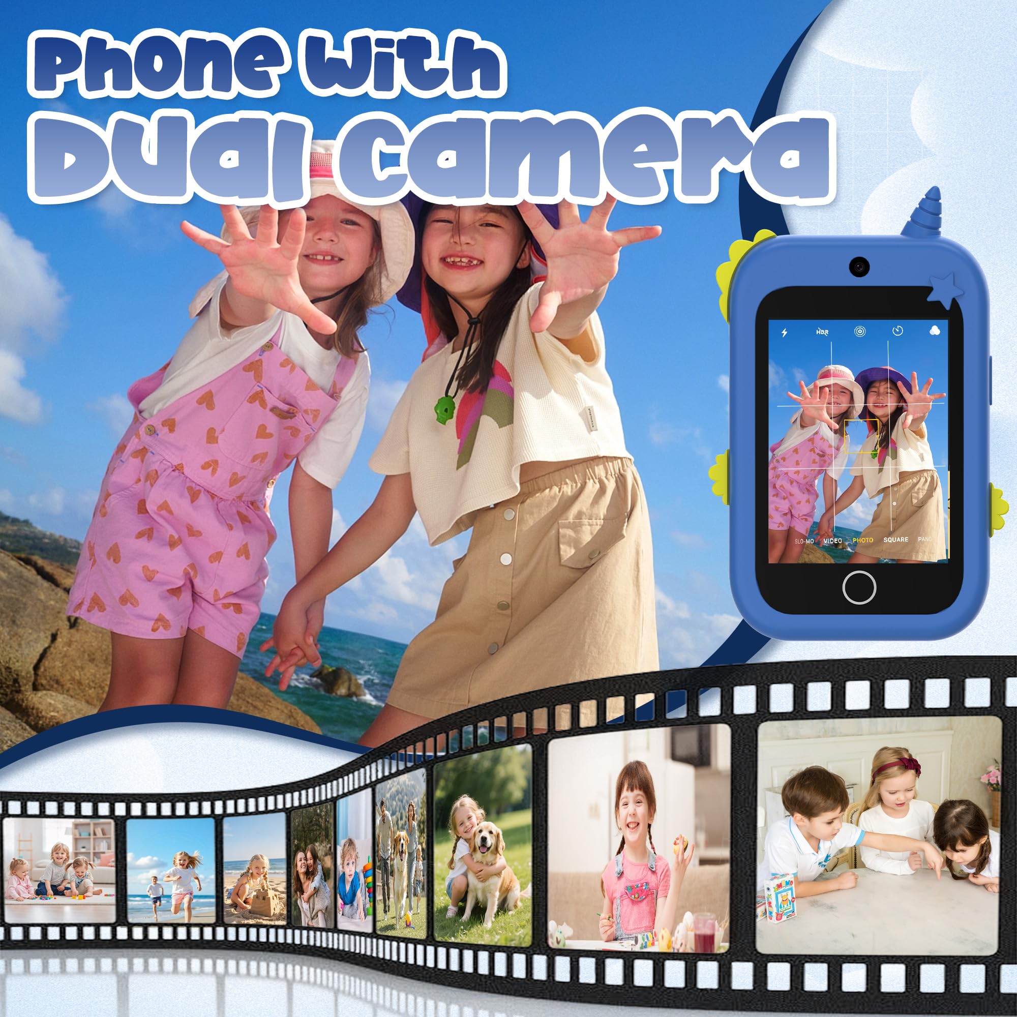 4G Smartphone Bambini, Smartphone Bambino per Ragazza con Chiamate GPS, Videochiamata, Chat, SOS, Modalità Scuola, SMS, Torcia, Musica, Sveglia, Pedometro, IP68 Impermeabile, Regali per Ragazze