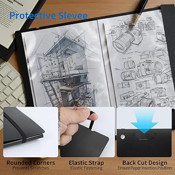FRETONBA A4 Display Folder with Plastic Sleeves, 30 Transparent Pockets