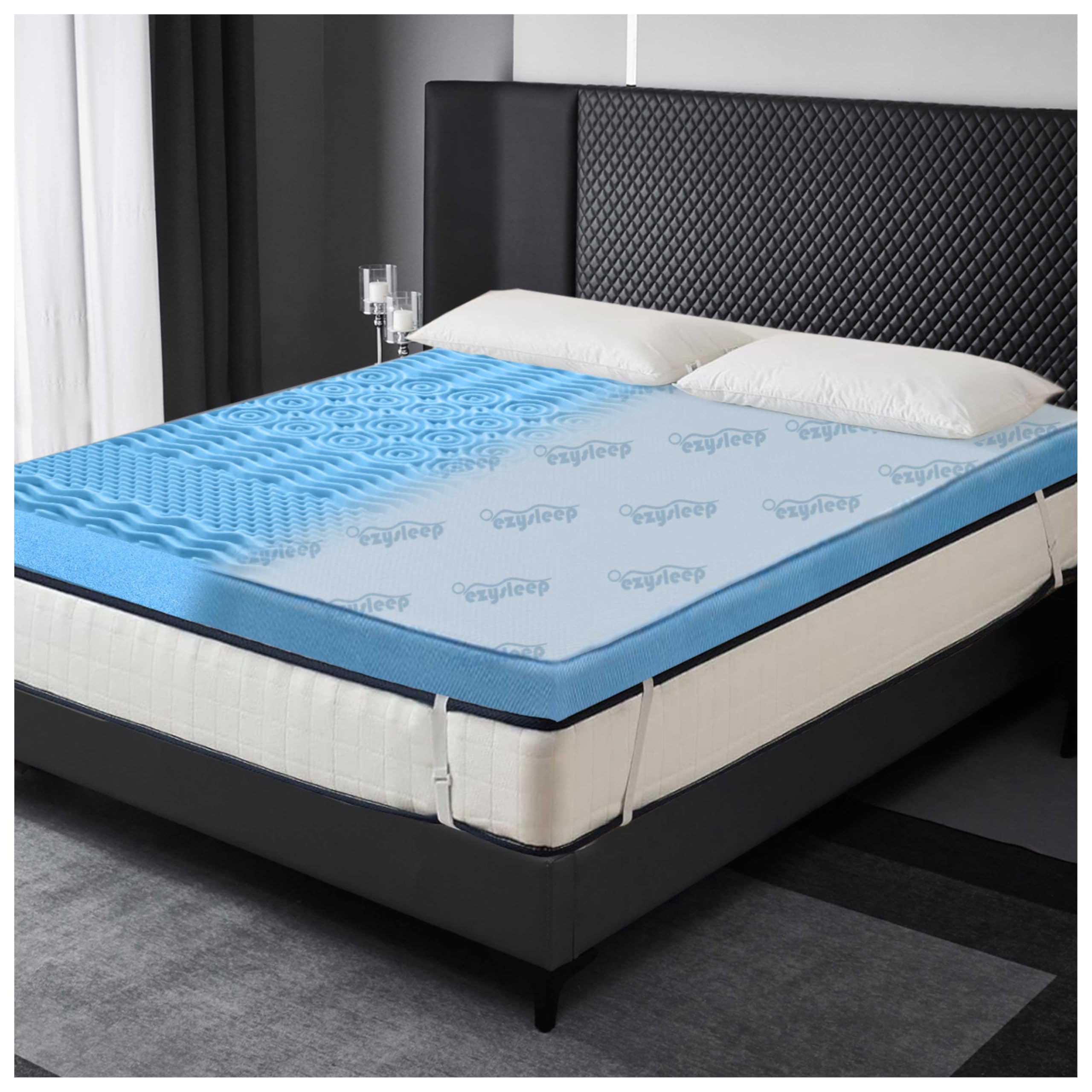 Anti-Allergy Air Flow Mattress Topper Extra Thick Enhancer For Mattress Comfortable Hypoallergenic Soft Cosy Hotel Quality Luxury Topper (5 Cm Thickness, Double)