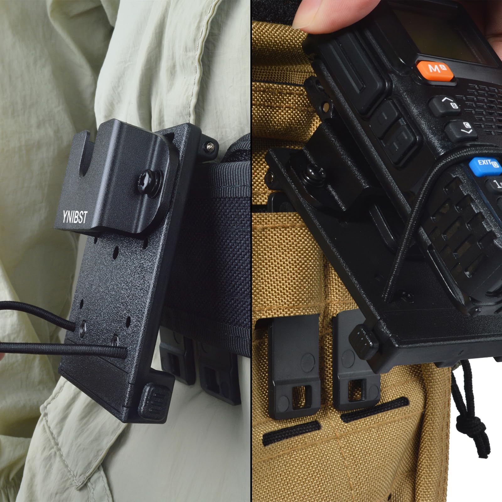 Radio/Altavoz Micrófono Soporte para Cinturón, Universal Walkie Talkie Funda con molle, Compatible con Motorola BaoFeng Kenwood Midland Quansheng Radio (Versión Mejorada)