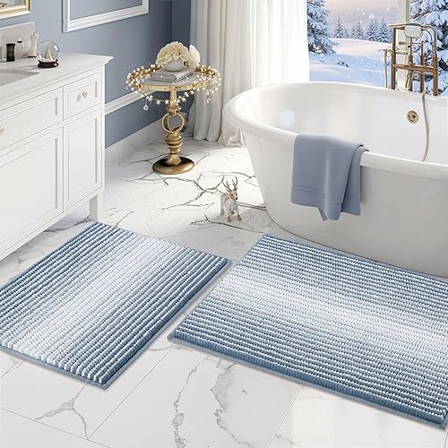 Miniatura 110 de BSICPRO Juego de alfombras y tapetes de baño, 2 piezas de felpilla gruesa y absorbente, antideslizantes, suaves y peludas para baño, lavables a